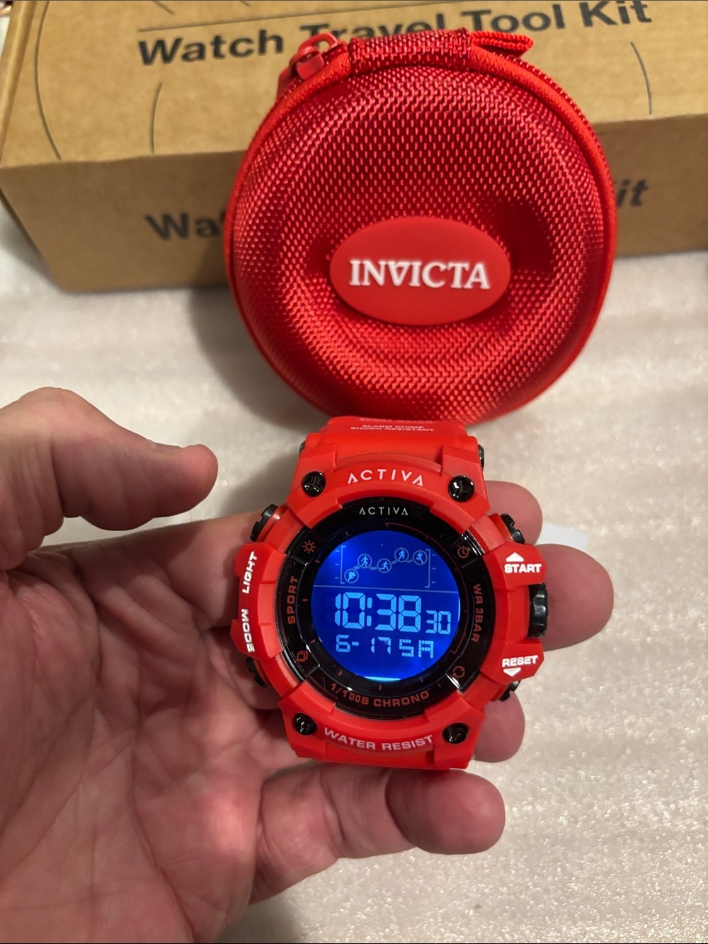 Invicta Activa Red Digital Sport Watch with Blue Display